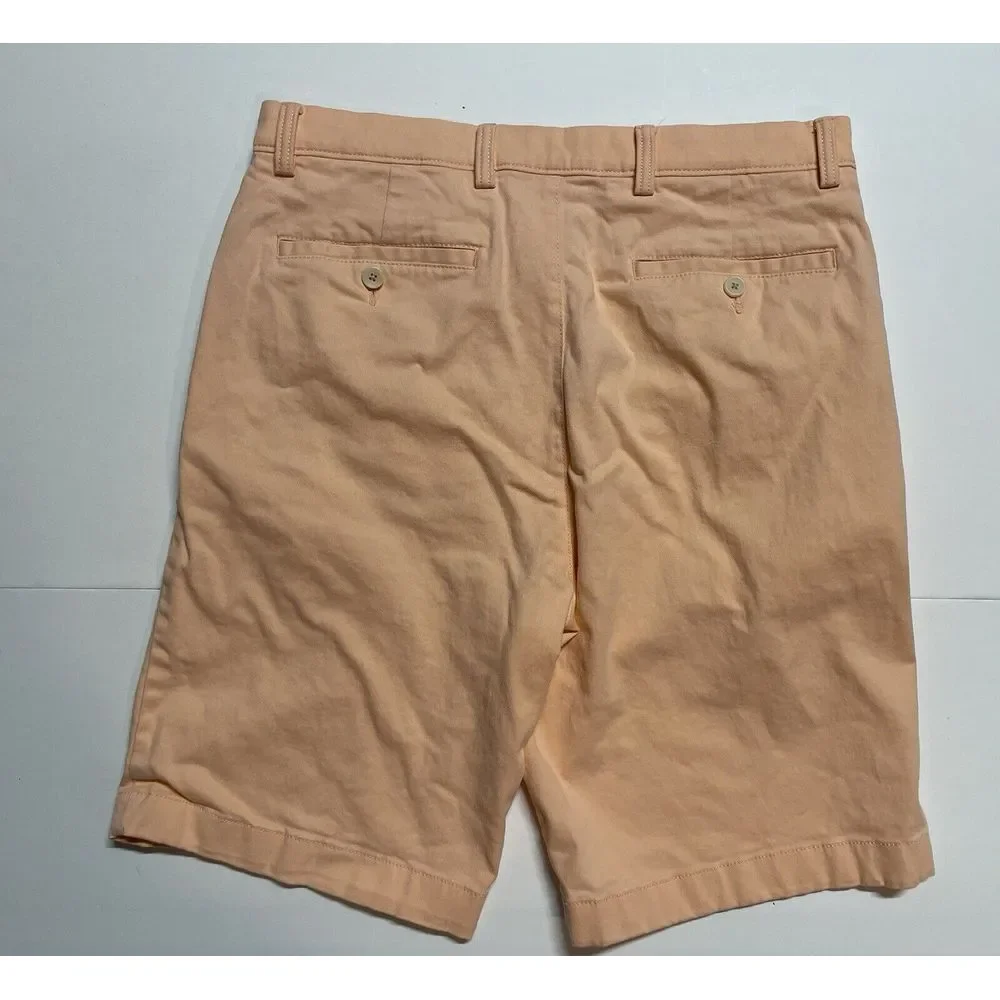 Roundtree & Yorke Mens Peach Chino Shorts Size‎ 34 Flat Front Stretch Cotton
